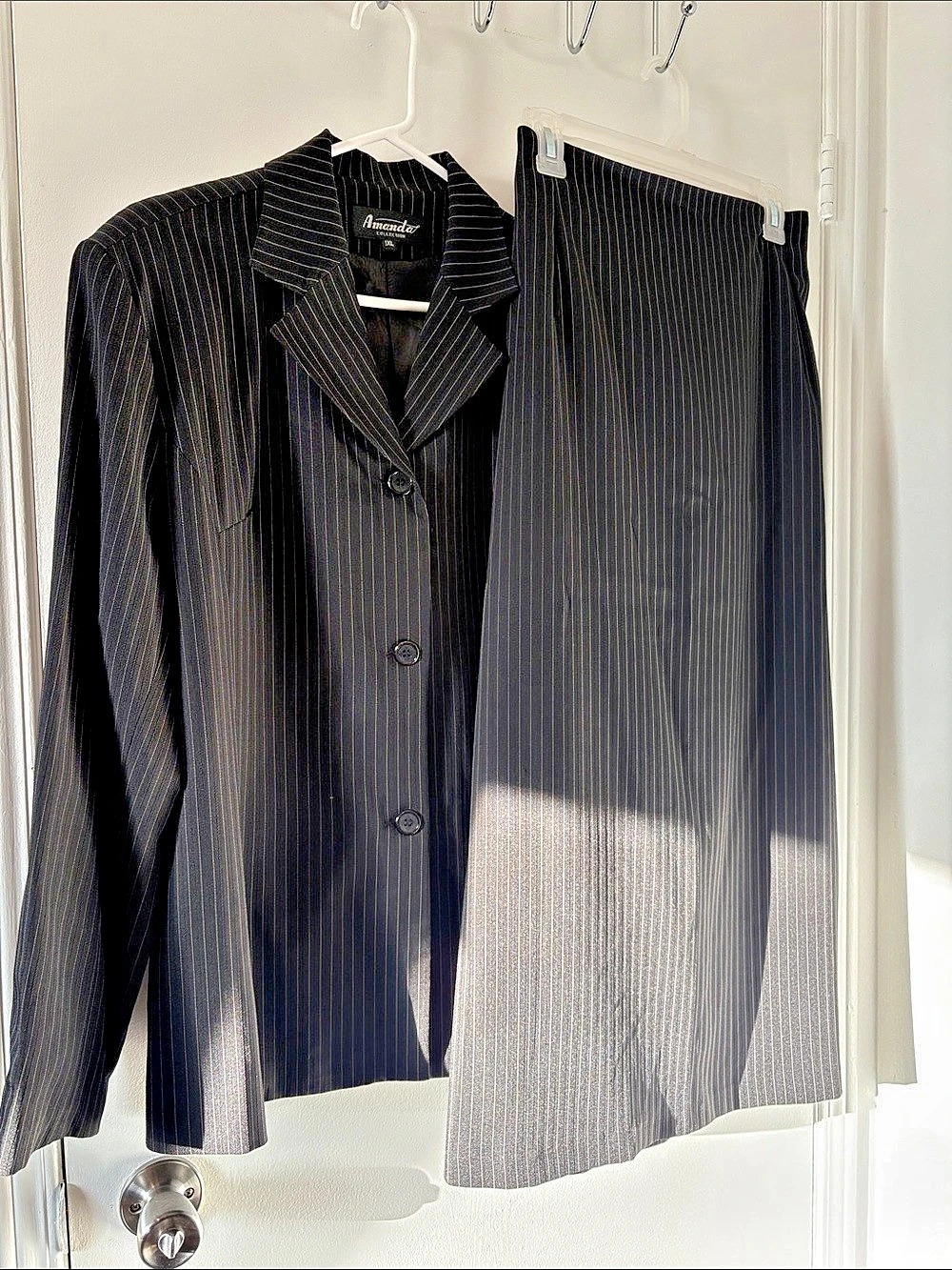 Amanda Pinstripe Blazer and skirt suit. Size XL Like New